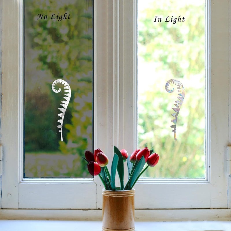 EACILLES 24 Pieces Static Window Clings Anti Collision Window Decals for Bird Strikes, Glass Door Window Stickers, Stop Birds Flying into Windows, Fern Style - Image 2
